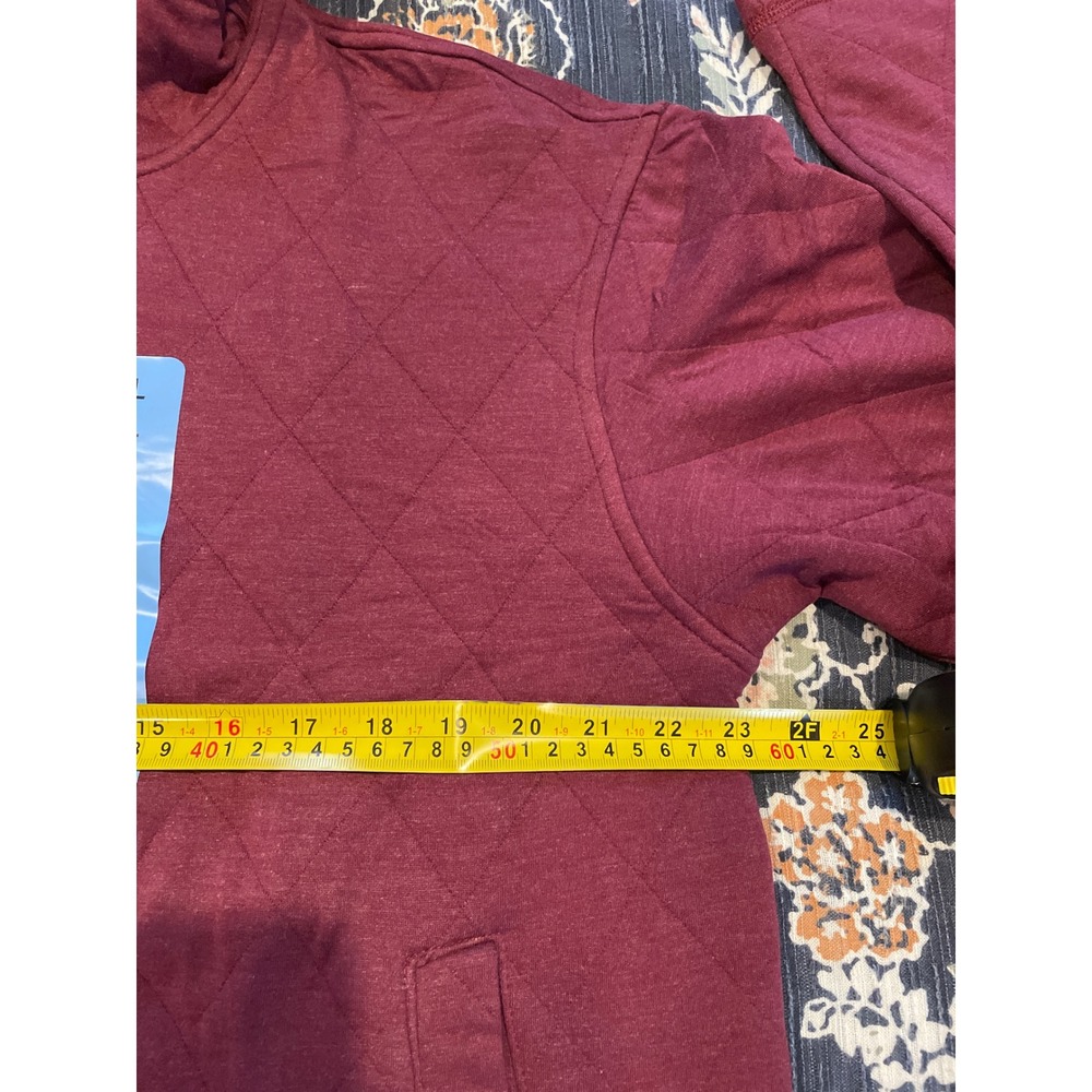 Lands' End Quilted Pullover Hoodie Women's Large Burgundy Snap Neck Top New - Picture 9 of 13